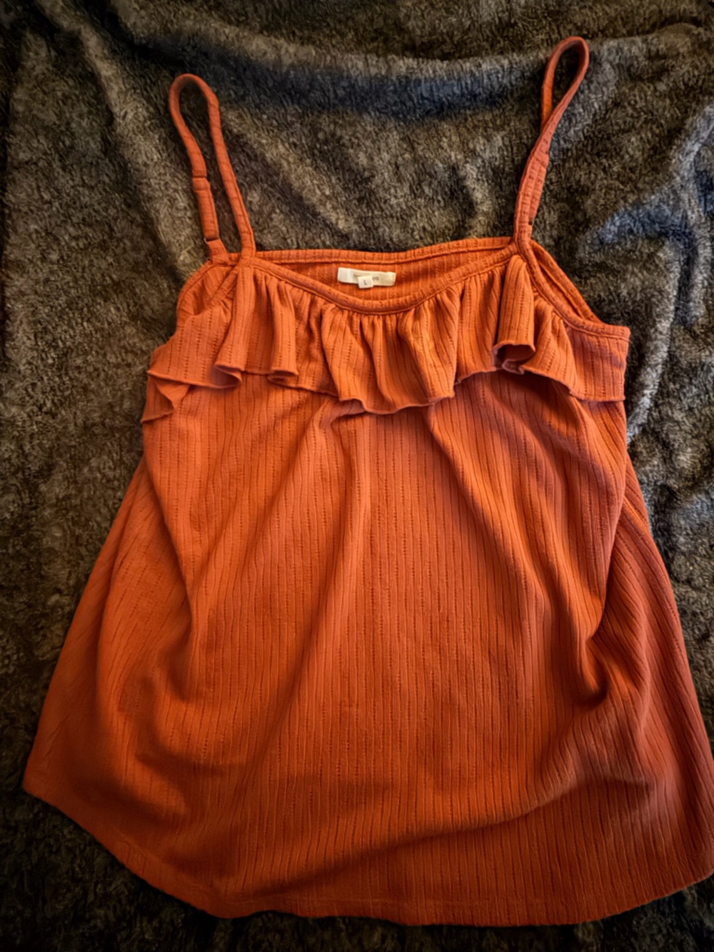 Maurices Rust Orange Ruffle-Trim Spaghetti Strap Camisole